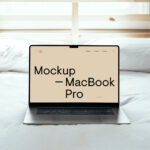 Front Sight of MacBook Pro Mockup on Bed
