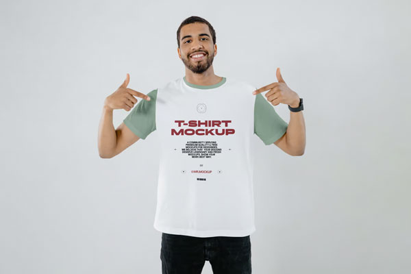 Front Sight of Man Wearing T-Shirt Mockup