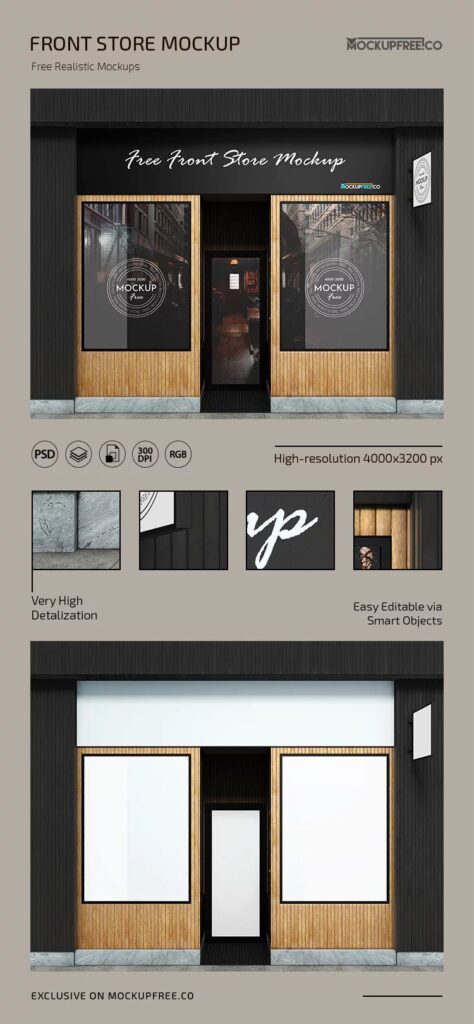 Front Sight of Modern Storefront Mockup