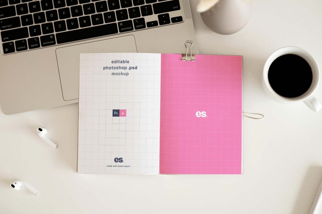 Front Sight of Open Sketchbook Mockup