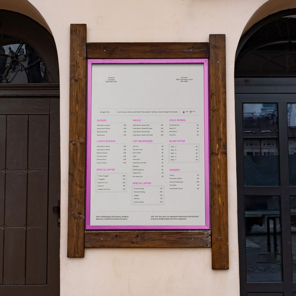 Front Sight of Outside Restaurant Menu Mockup