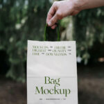 Front Sight of Packaging Paper Bag Mockup in Hand