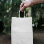 Front Sight of Packaging Paper Bag Mockup in Hand