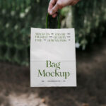 Front Sight of Packaging Paper Bag Mockup in Hand