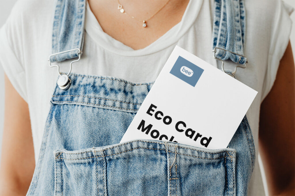Front Sight of Paper Card Mockup in Dungarees