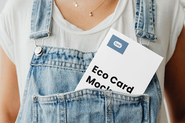 Front Sight of Paper Card Mockup in Dungarees