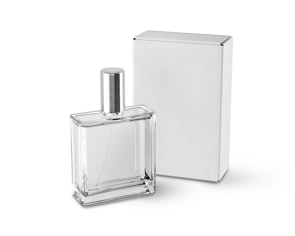 Front Sight of Perfume Bottle and Box Mockup