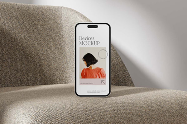 Front Sight of Phone Mockup on Sofa