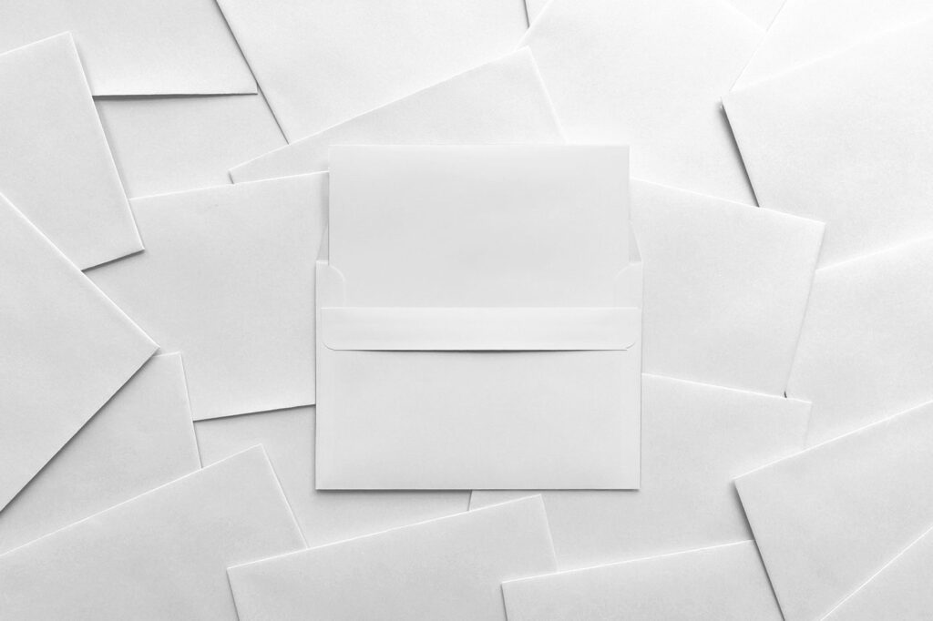 Front Sight of Postcard Mockup with Envelope