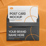 Front Sight of Postcard Mockup with Envelope