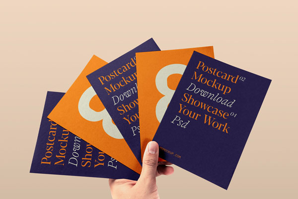 Front Sight of Postcards Mockup in Hand