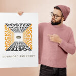 Front Sight of Poster in Hand Mockup