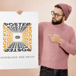 Front Sight of Poster in Hand Mockup