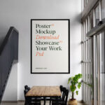 Front Sight of Poster Mockup in Living Room on Wall