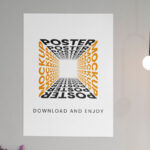 Front Sight of Poster Mockup with Bulbs and Flowers