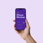 Front Sight of Realistic Hand-holding iPhone Mockup