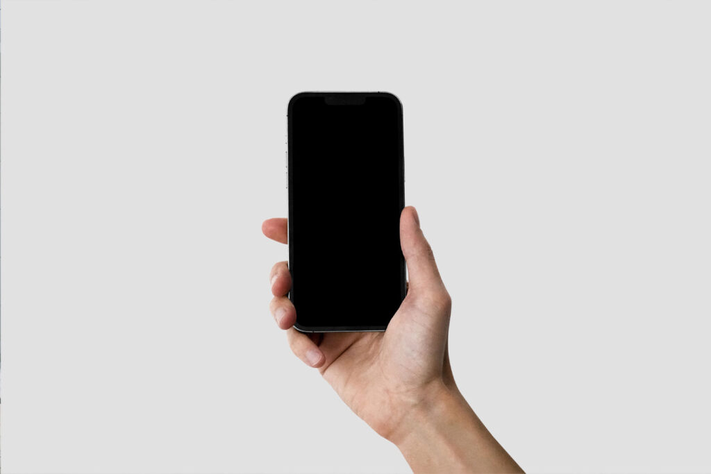 Front Sight of Realistic Hand-holding iPhone Mockup