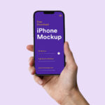 Front Sight of Realistic Hand-holding iPhone Mockup