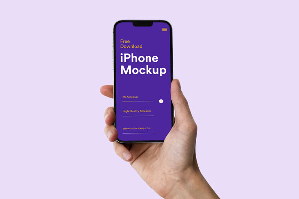Front Sight of Realistic Hand-holding iPhone Mockup