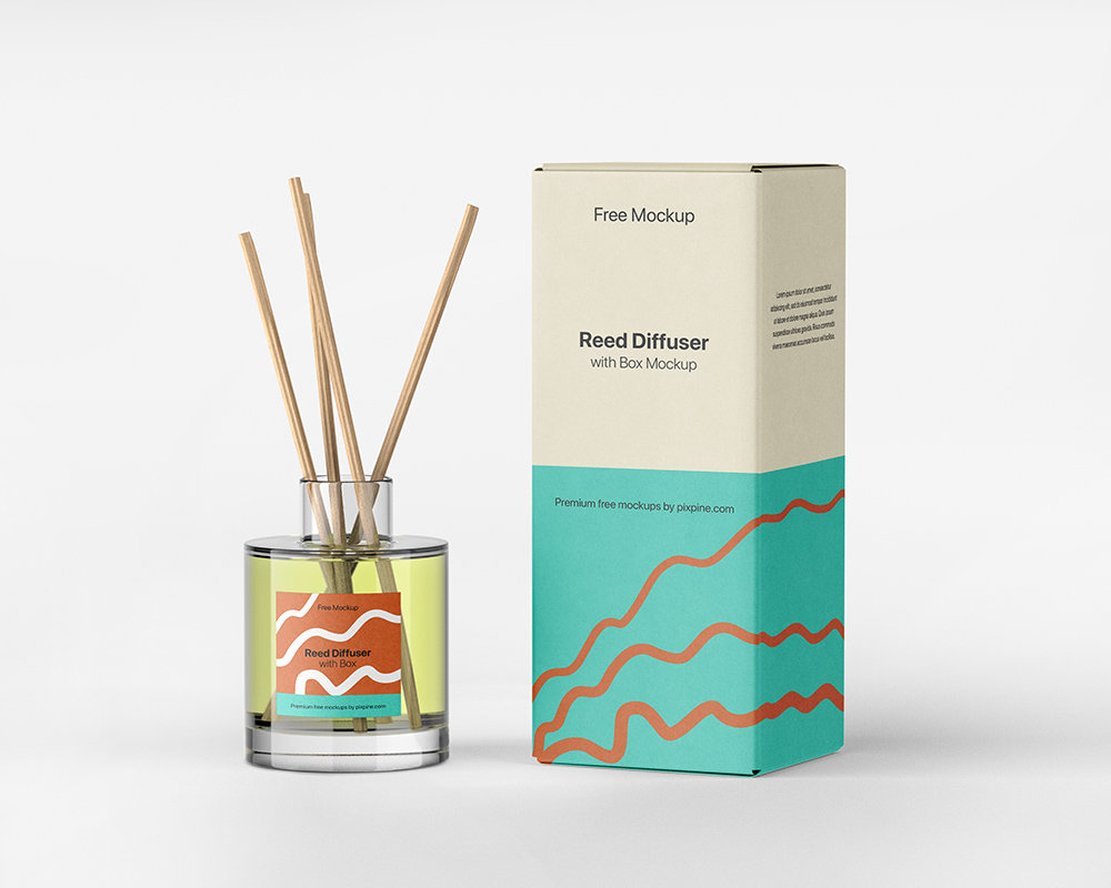 Front Sight of Reed Diffuser Mockup with Packaging Box