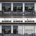 Front Sight of Restaurant Storefront Mockup