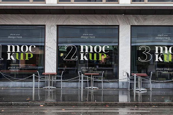 Front Sight of Restaurant Storefront Mockup