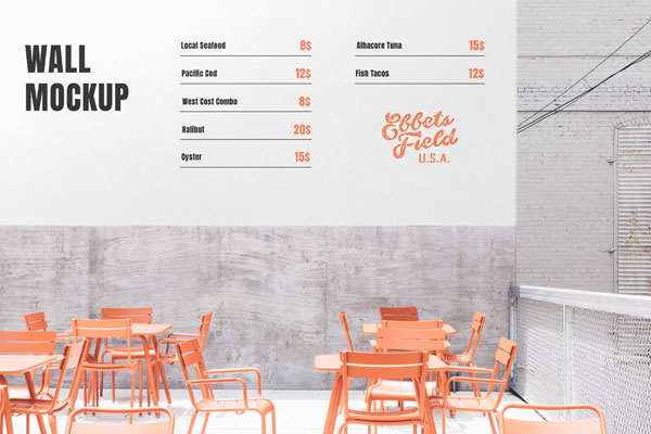 Front Sight of Restaurant Wall Mockup