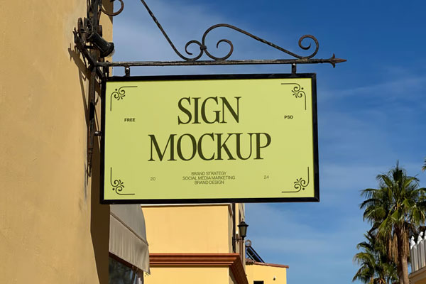Front Sight of Shop Sign Mockup