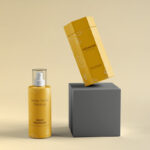 Front Sight of Spray Bottle Mockup with Hexagon Box