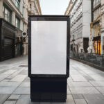 Front Sight of Standing City Light Advertising Billboard Mockup