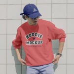 Front Sight of Standing Man Wearing Hoodie Mockup