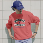 Front Sight of Standing Man Wearing Hoodie Mockup