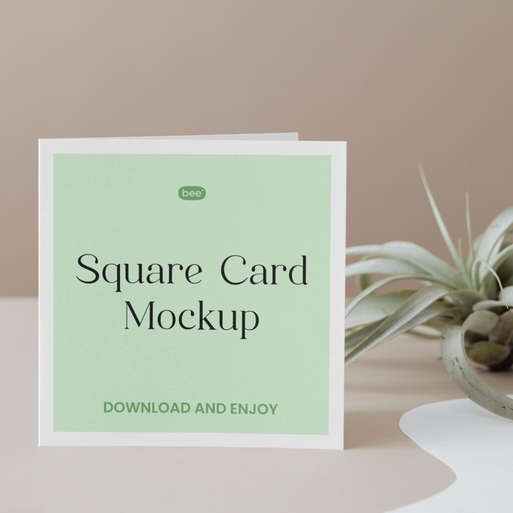Front Sight of Standing Square Card Mockup