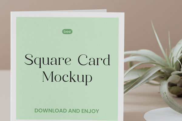 Front Sight of Standing Square Card Mockup