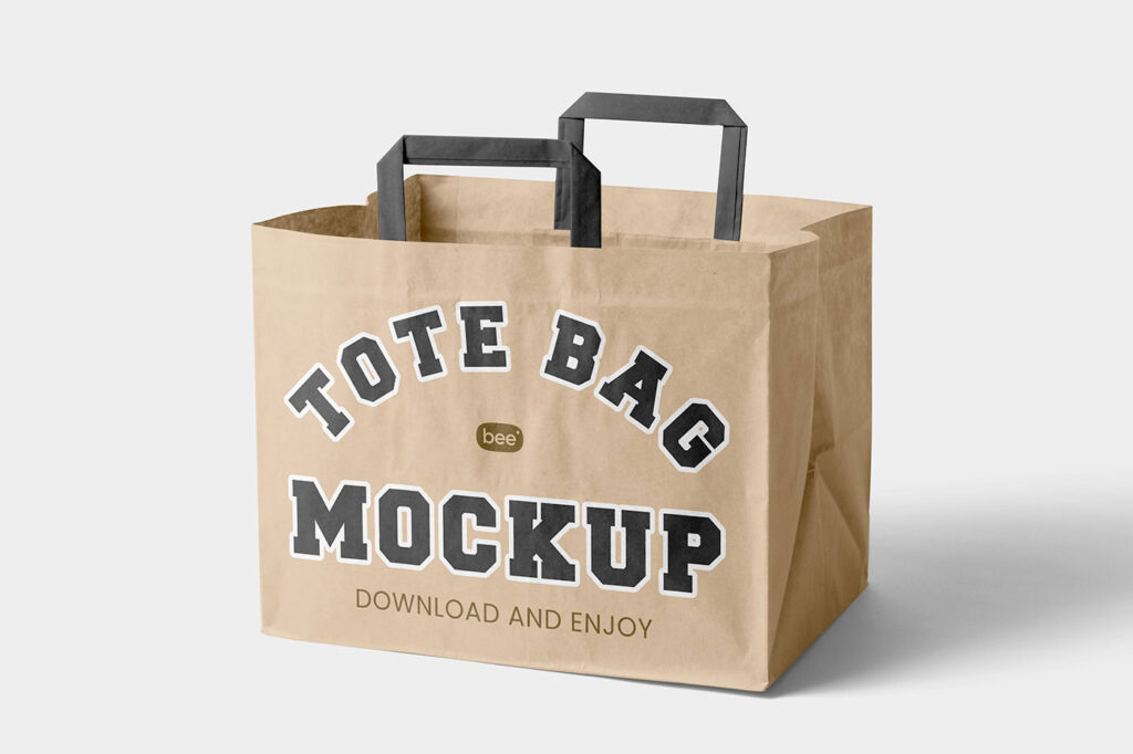 Front Sight of Standing Wide Paper Bag Mockup