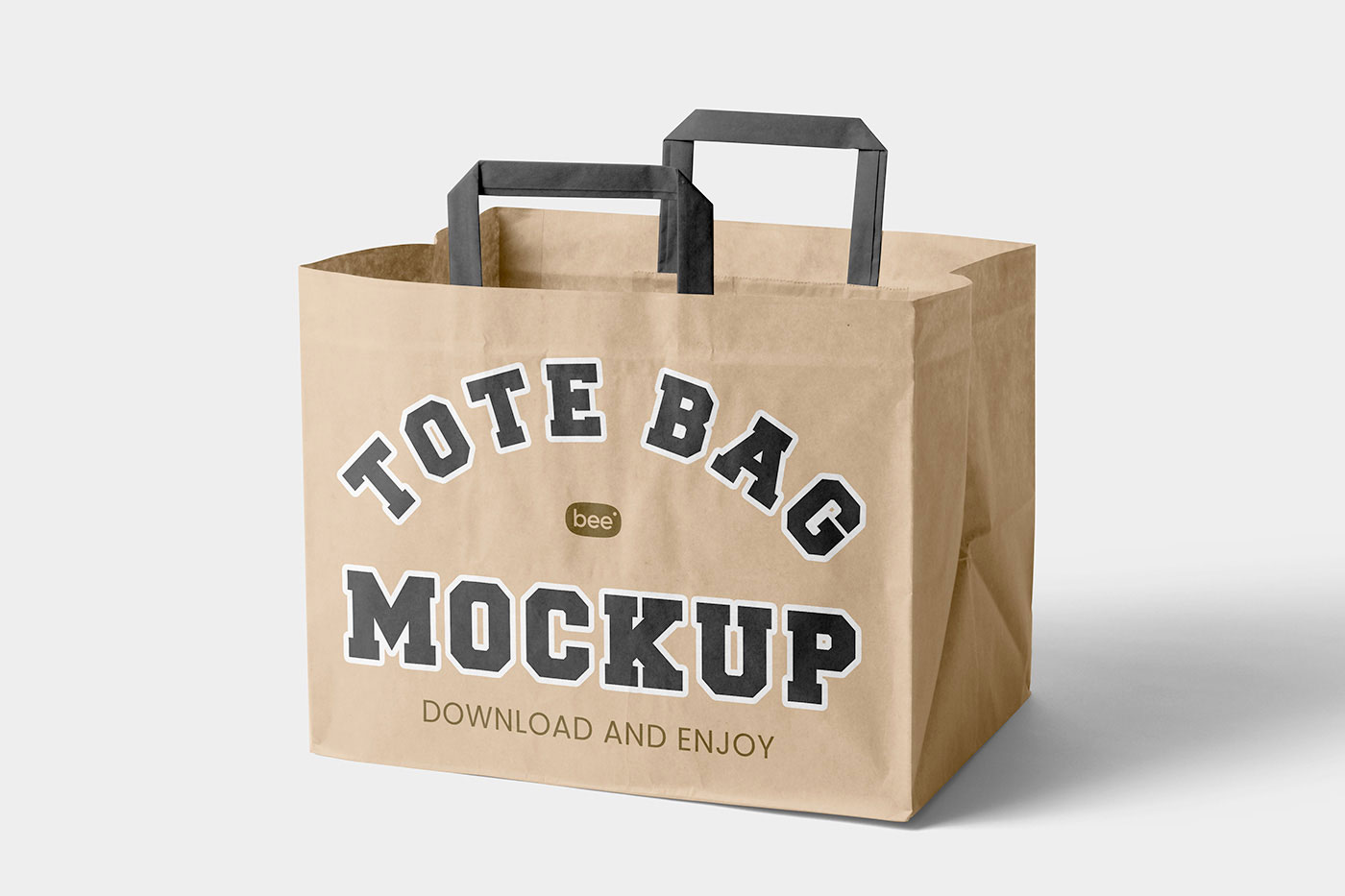 Free Front Sight of Standing Wide Paper Bag Mockup PSD Template