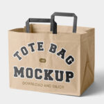 Front Sight of Standing Wide Paper Bag Mockup