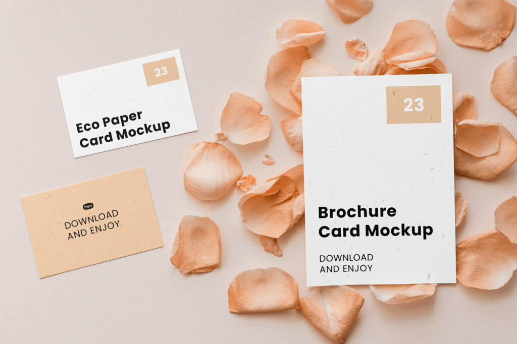 Front Sight of Stationery Mockup With Flower Petal