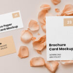 Front Sight of Stationery Mockup With Flower Petal