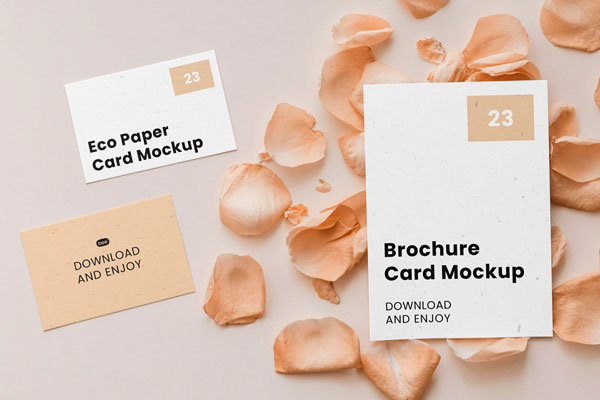 Front Sight of Stationery Mockup With Flower Petal