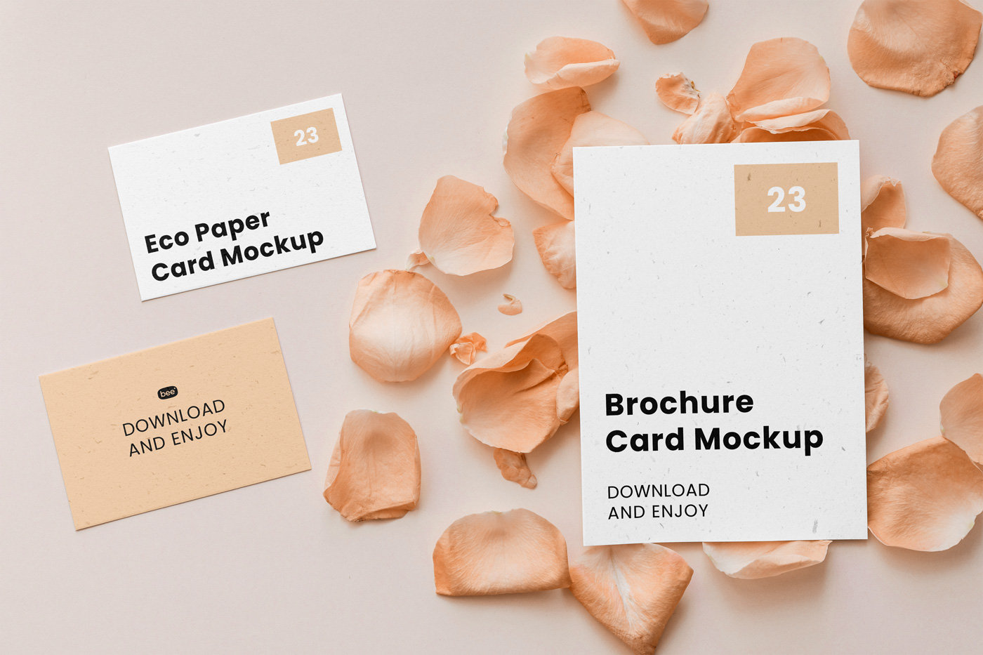 Front Sight of Stationery Mockup With Flower Petal FREE PSD