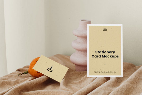 Front Sight of Stationery Paper Cards Mockup