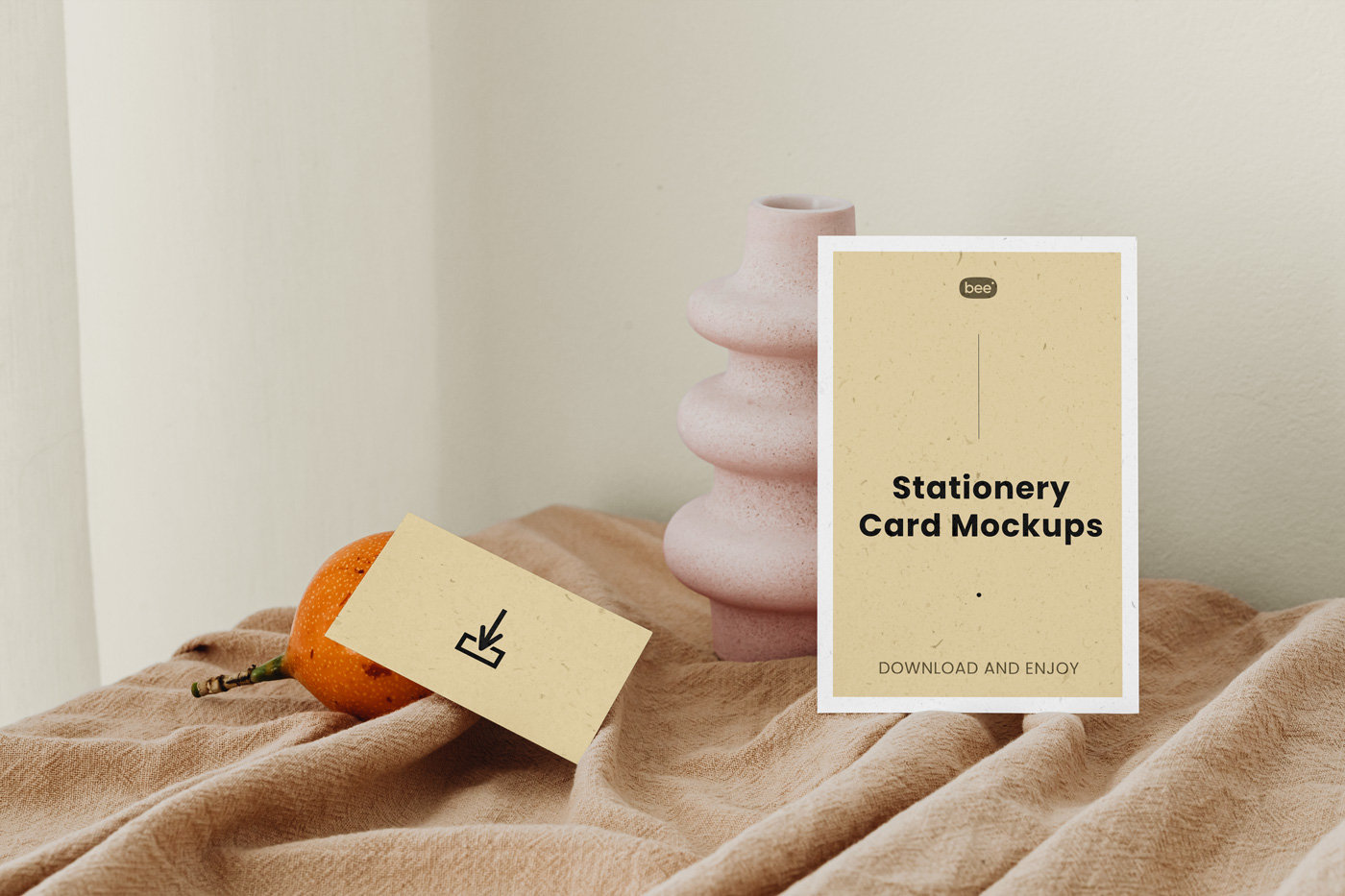 Front Sight of Stationery Paper Cards Mockup FREE PSD