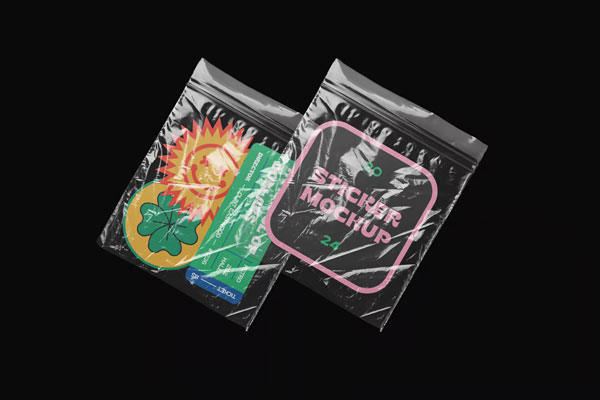 Front Sight of Stickers Mockup in Zip-Lock Bag