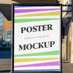Front Sight of Street Poster Stand Mockup