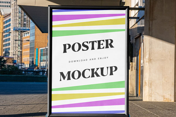 Front Sight of Street Poster Stand Mockup