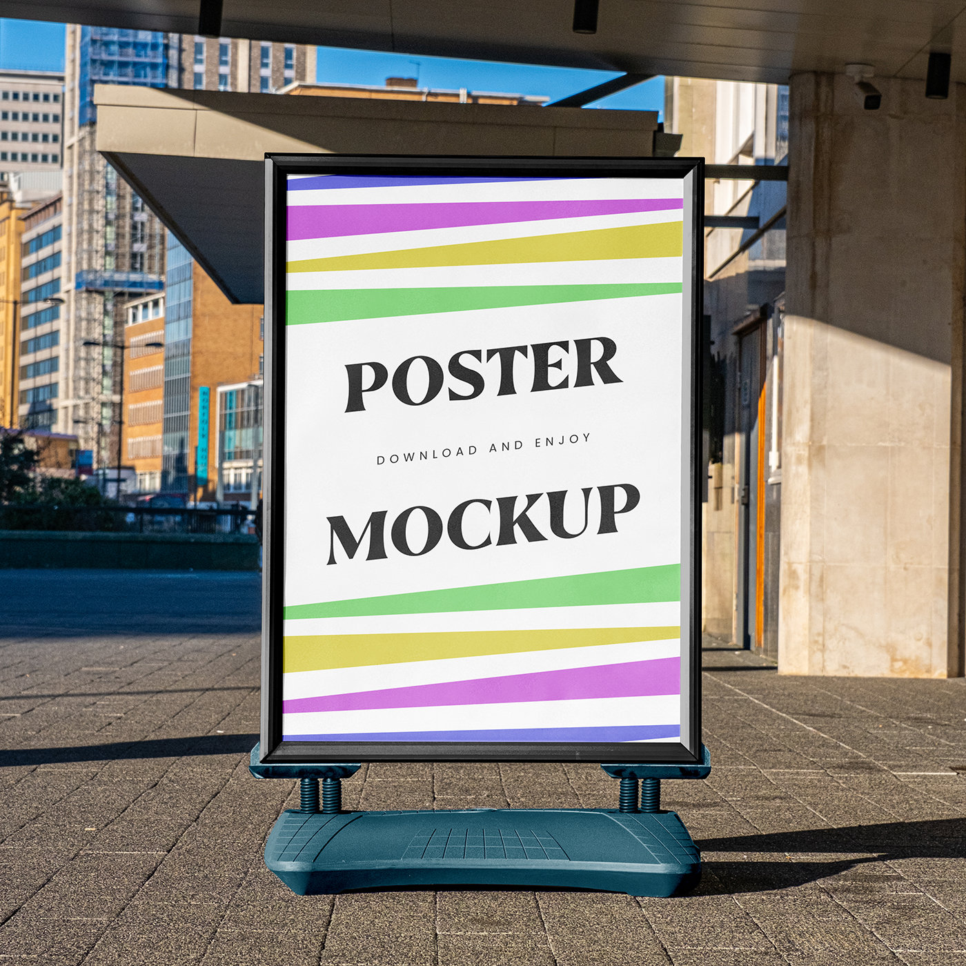 Front Sight of Street Poster Stand Mockup FREE PSD