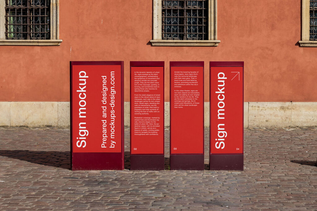 Front Sight of Street Vertical Signs Mockup