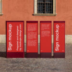 Front Sight of Street Vertical Signs Mockup