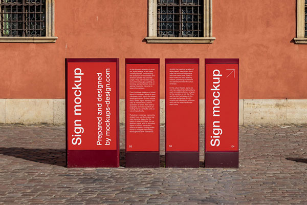 Front Sight of Street Vertical Signs Mockup